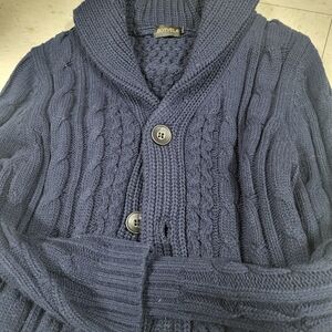 Men's Navy Cable Knit Cardigan